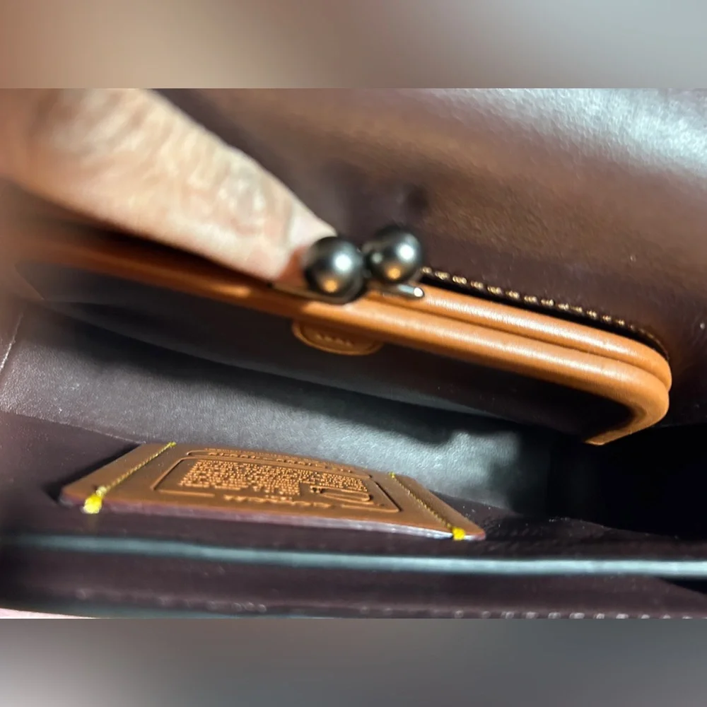 COACH SIGNATURE LEATHER DINKY - METALLIC GRAPHITE - Picture 9 of 11